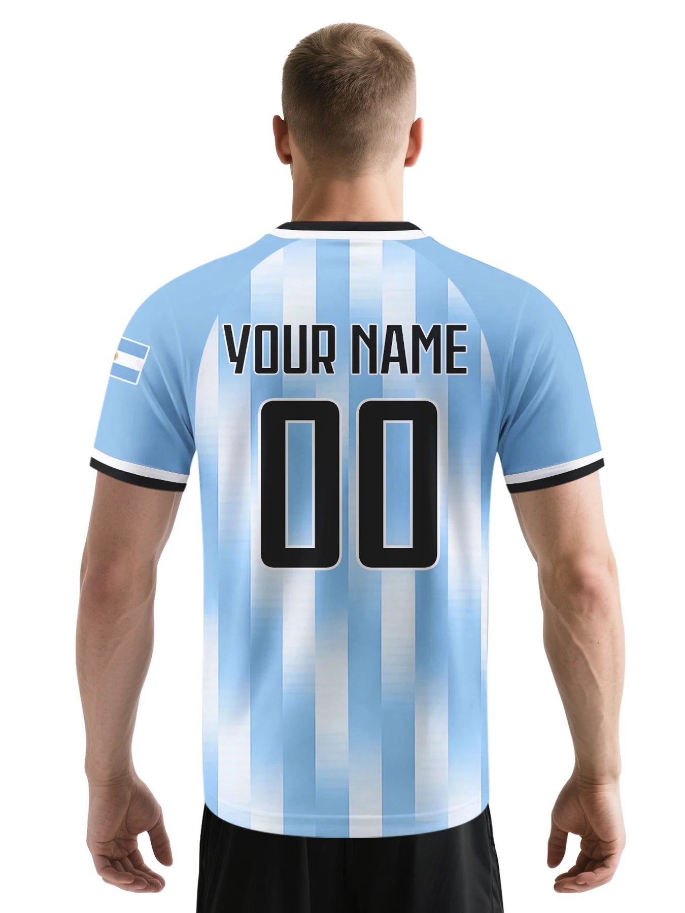 Custom Argentina Soccer Jersey Personalized with Name Number Breathable V-neck Football Team Shirt for Men Youth Women
