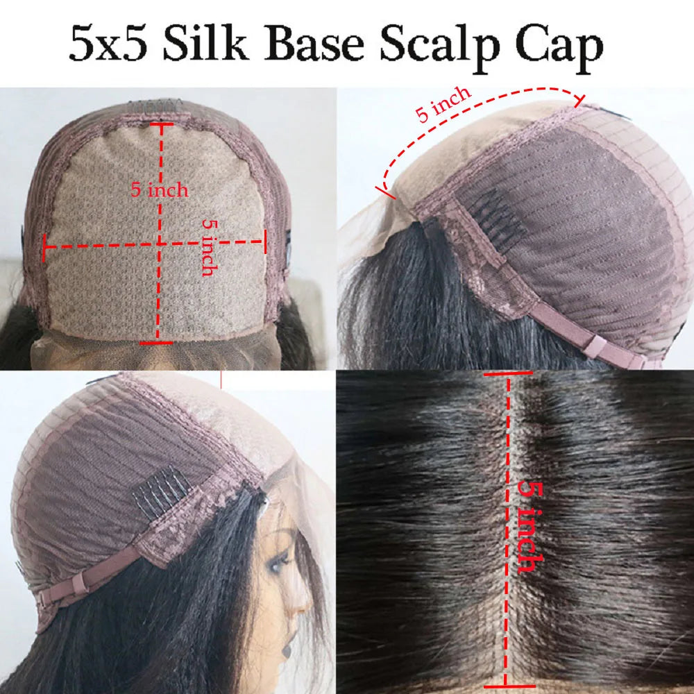 200% Density 13x6/360 Full Lace Wig Ombre Dark Brown Human Hair Straight 5x5 Silk Top Closure Wigs Remy Brazilian Bleached Knots