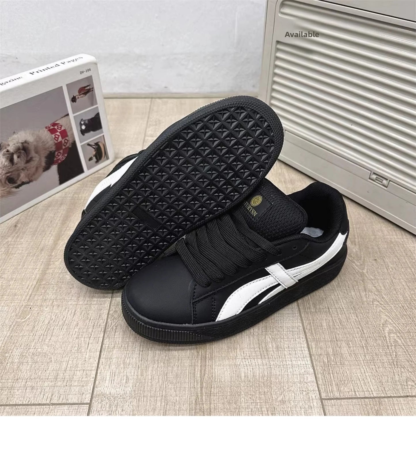Retro Hong Kong Style Black Bread Shoes Unisex Casual Sports Sneakers Spring Autumn New Model Student Versatile Thick Bottom