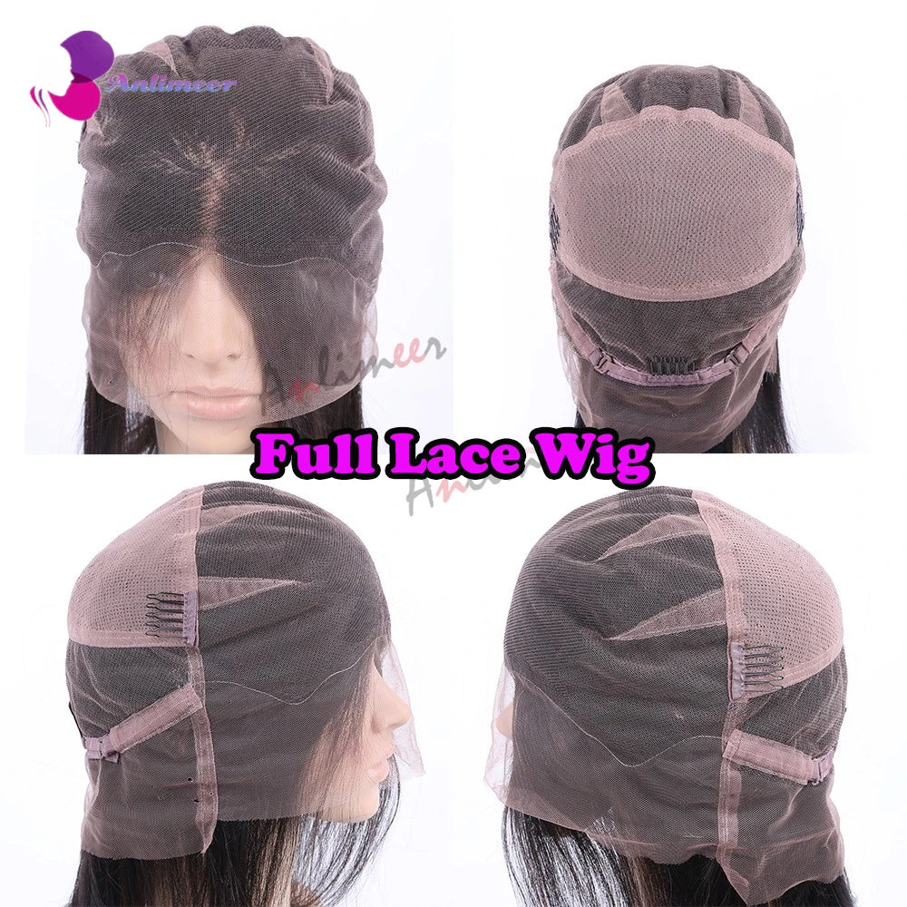 200% Density 13x6/360 Full Lace Wig Ombre Dark Brown Human Hair Straight 5x5 Silk Top Closure Wigs Remy Brazilian Bleached Knots
