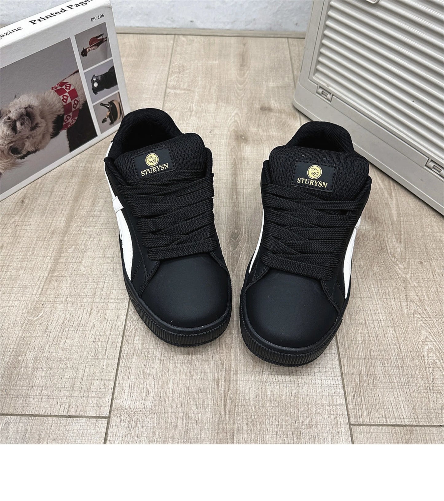Retro Hong Kong Style Black Bread Shoes Unisex Casual Sports Sneakers Spring Autumn New Model Student Versatile Thick Bottom