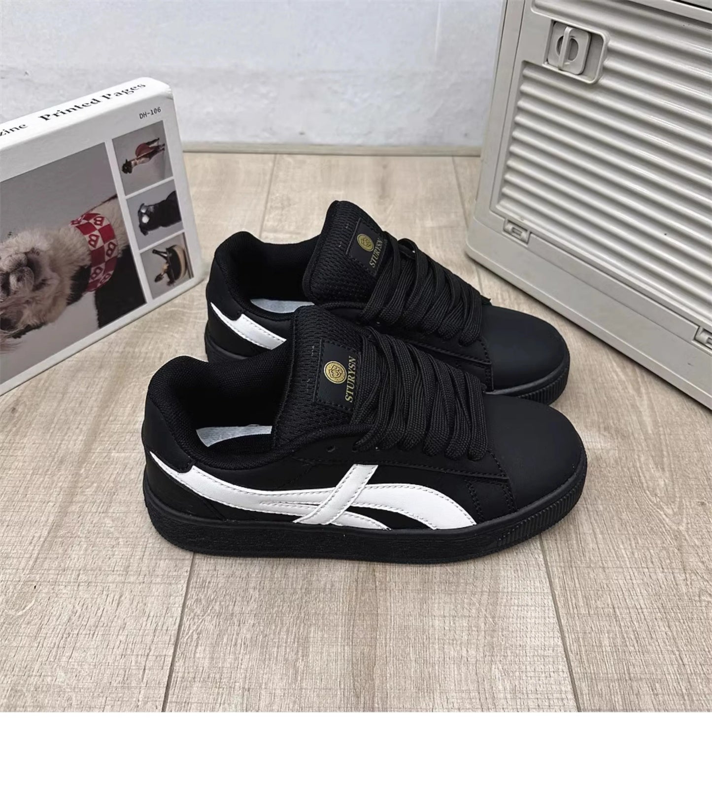 Retro Hong Kong Style Black Bread Shoes Unisex Casual Sports Sneakers Spring Autumn New Model Student Versatile Thick Bottom