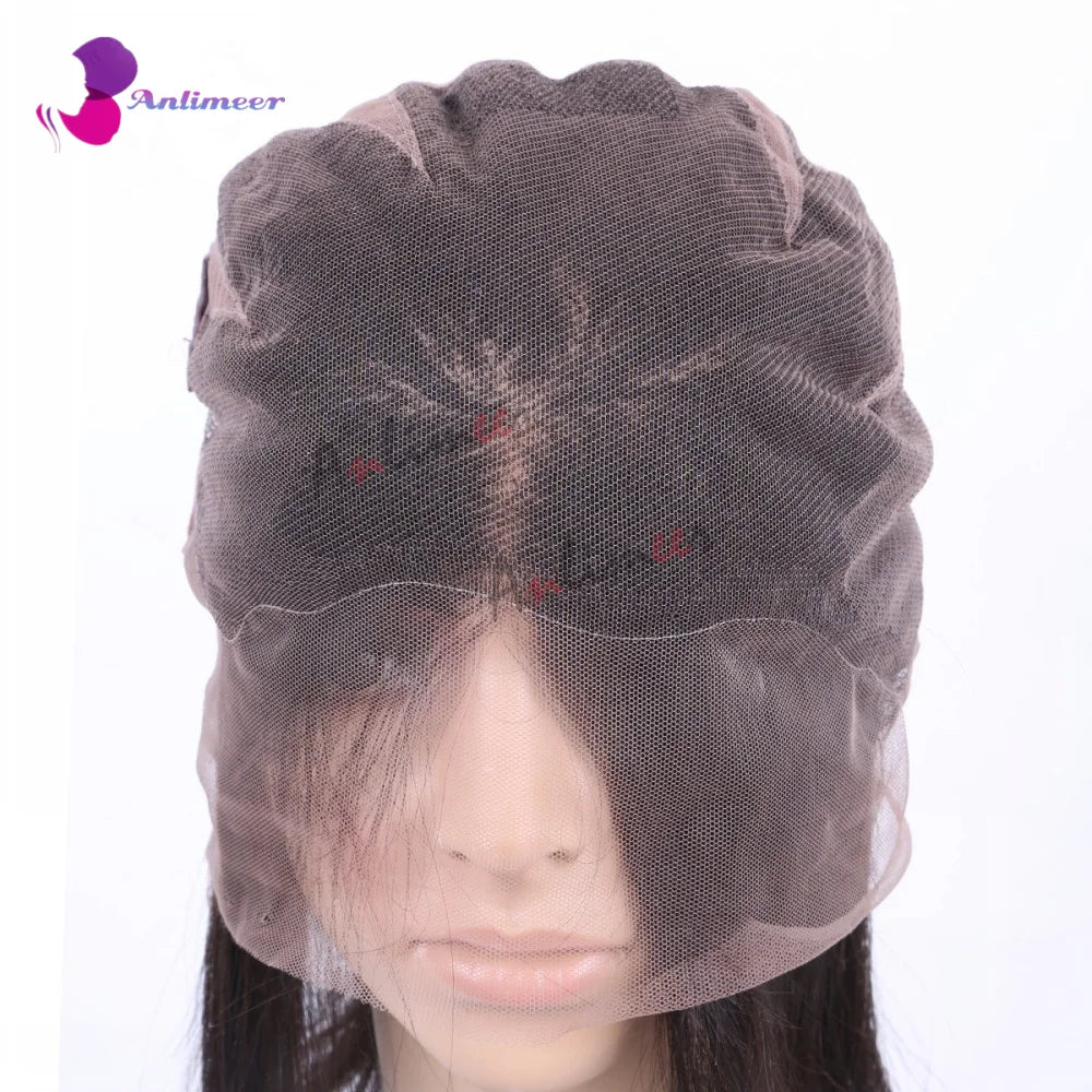 200% Density 13x6/360 Full Lace Wig Ombre Dark Brown Human Hair Straight 5x5 Silk Top Closure Wigs Remy Brazilian Bleached Knots