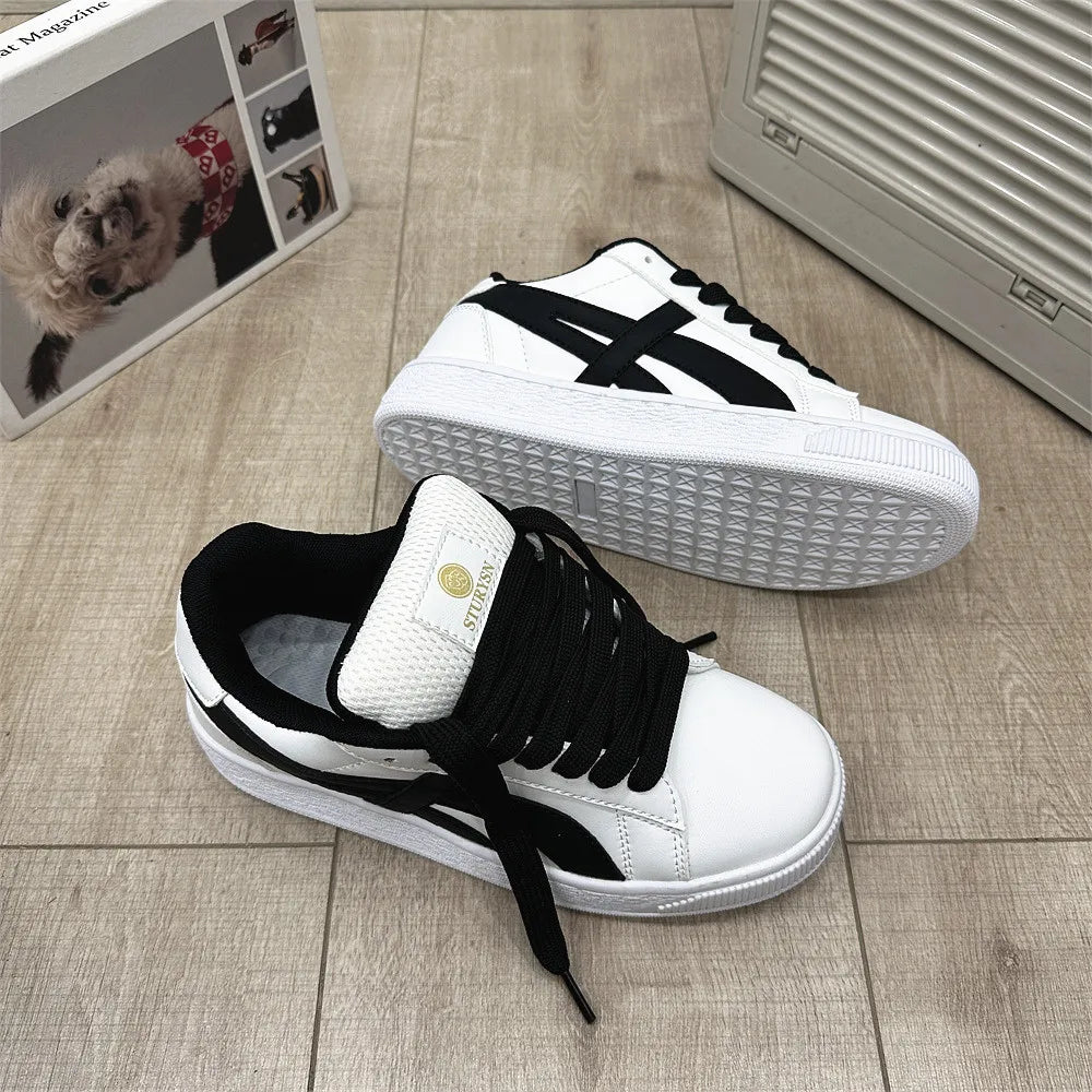 Retro Hong Kong Style Black Bread Shoes Unisex Casual Sports Sneakers Spring Autumn New Model Student Versatile Thick Bottom