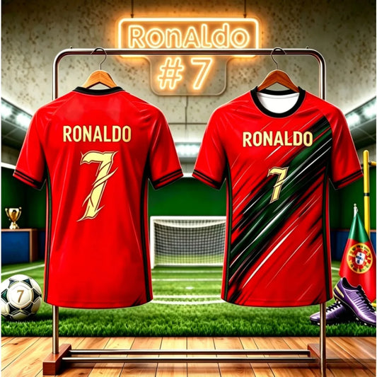 Kids Football Jersey T-shirt Men's and Women's Casual Top Summer Fashion Print Casual Women Short Sleeve Men's Sports Tee Shirt