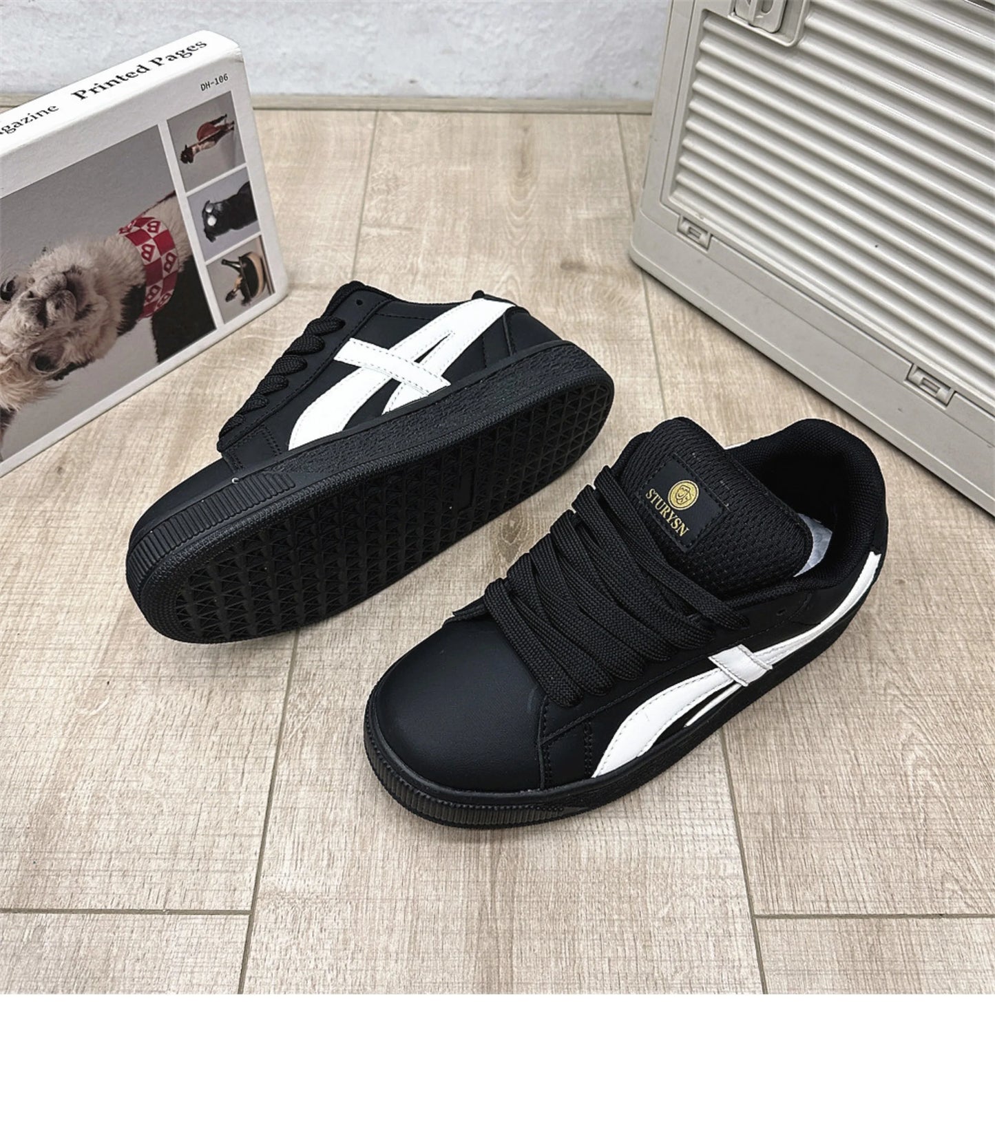 Retro Hong Kong Style Black Bread Shoes Unisex Casual Sports Sneakers Spring Autumn New Model Student Versatile Thick Bottom