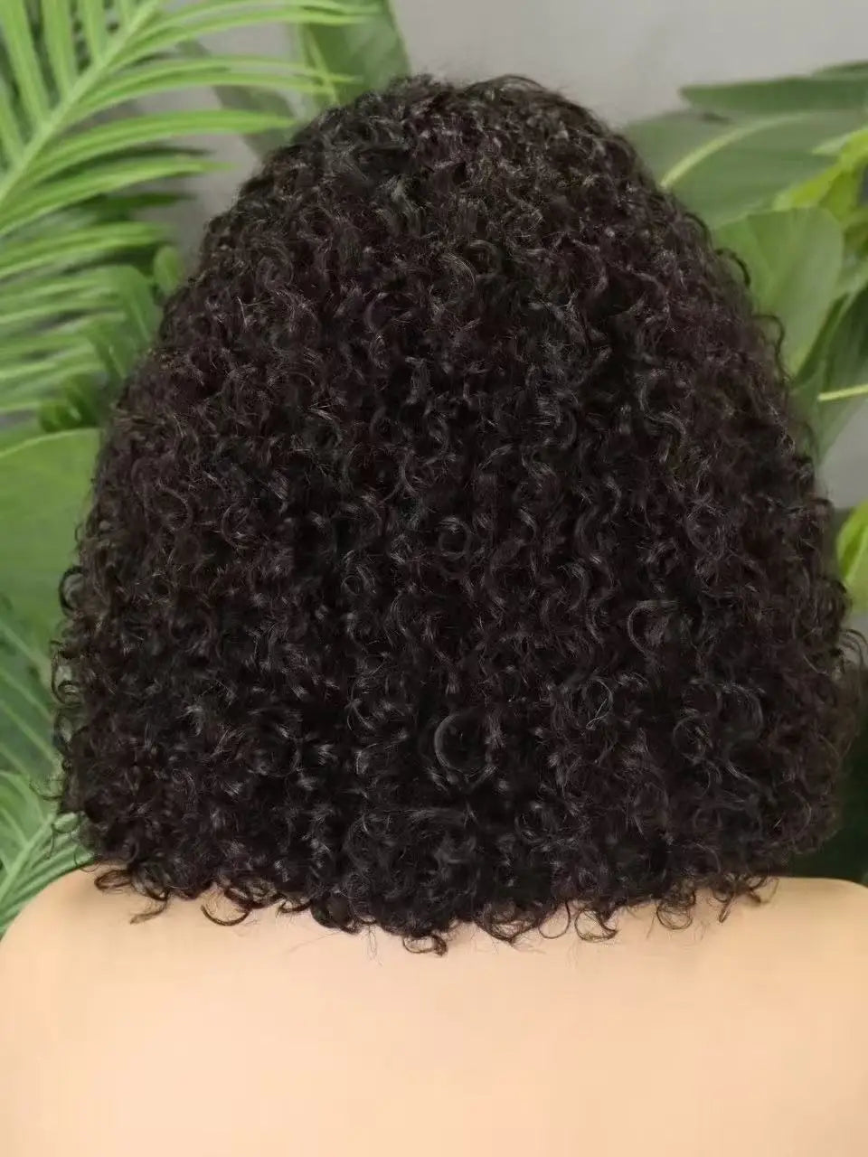300% Density 4x4 C Part Gluess Pixie Curly Hair Wig with PrePlucked Baby Hair Lace Closure Bouncy Curly Human Hair Wig for Women
