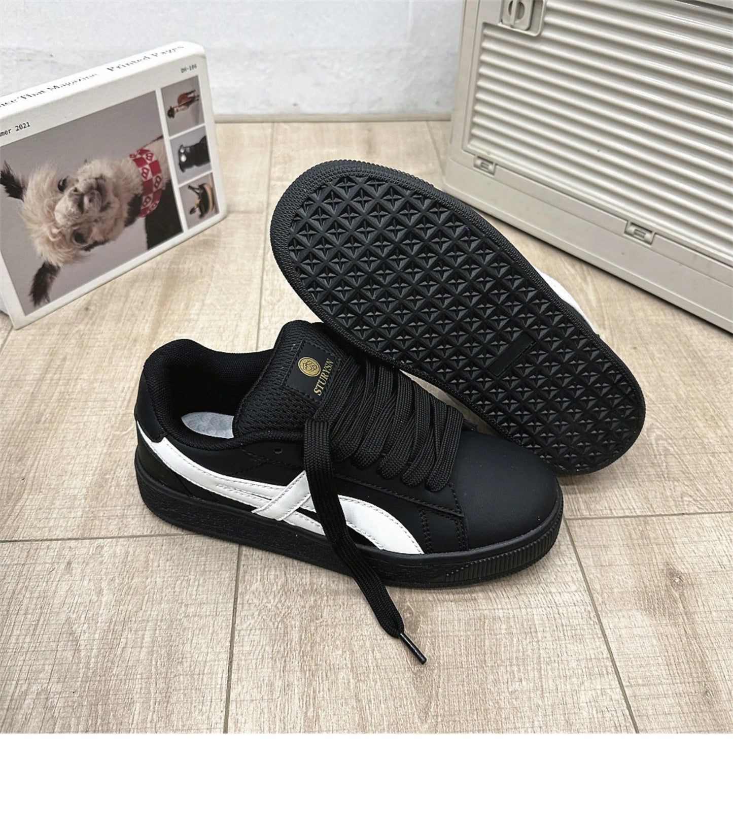 Retro Hong Kong Style Black Bread Shoes Unisex Casual Sports Sneakers Spring Autumn New Model Student Versatile Thick Bottom