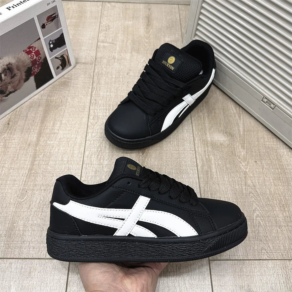 Retro Hong Kong Style Black Bread Shoes Unisex Casual Sports Sneakers Spring Autumn New Model Student Versatile Thick Bottom