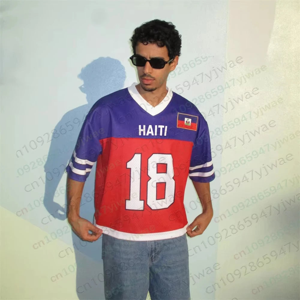 Haiti 1804 Oversized Football Jersey Fashion Street Wear Short Sleeve Vacation Queue Tee Y2k Top Summer Adult Kid'S T-Shirts