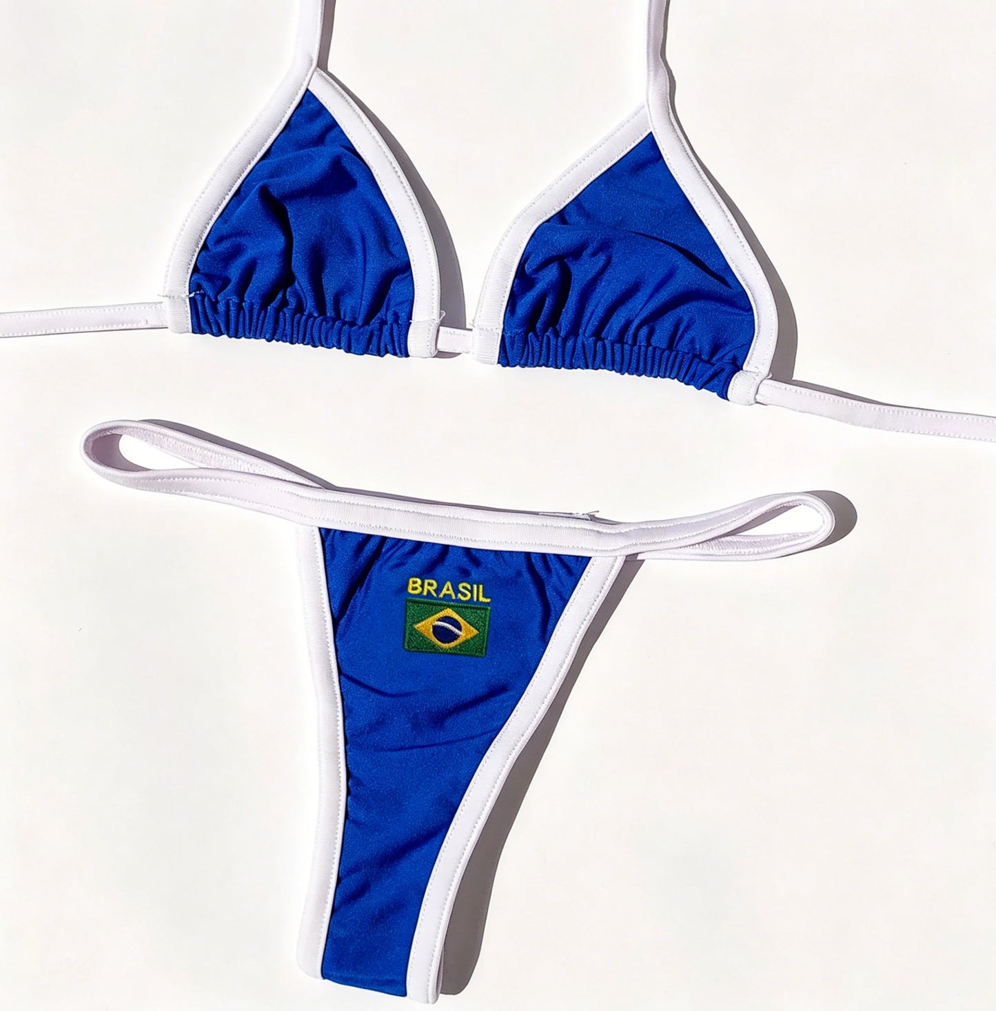 Women Brasil Flag Embroidered Bikini Set Triangle Halter Top & Thong Bottom Swimsuit Beachwear 2026