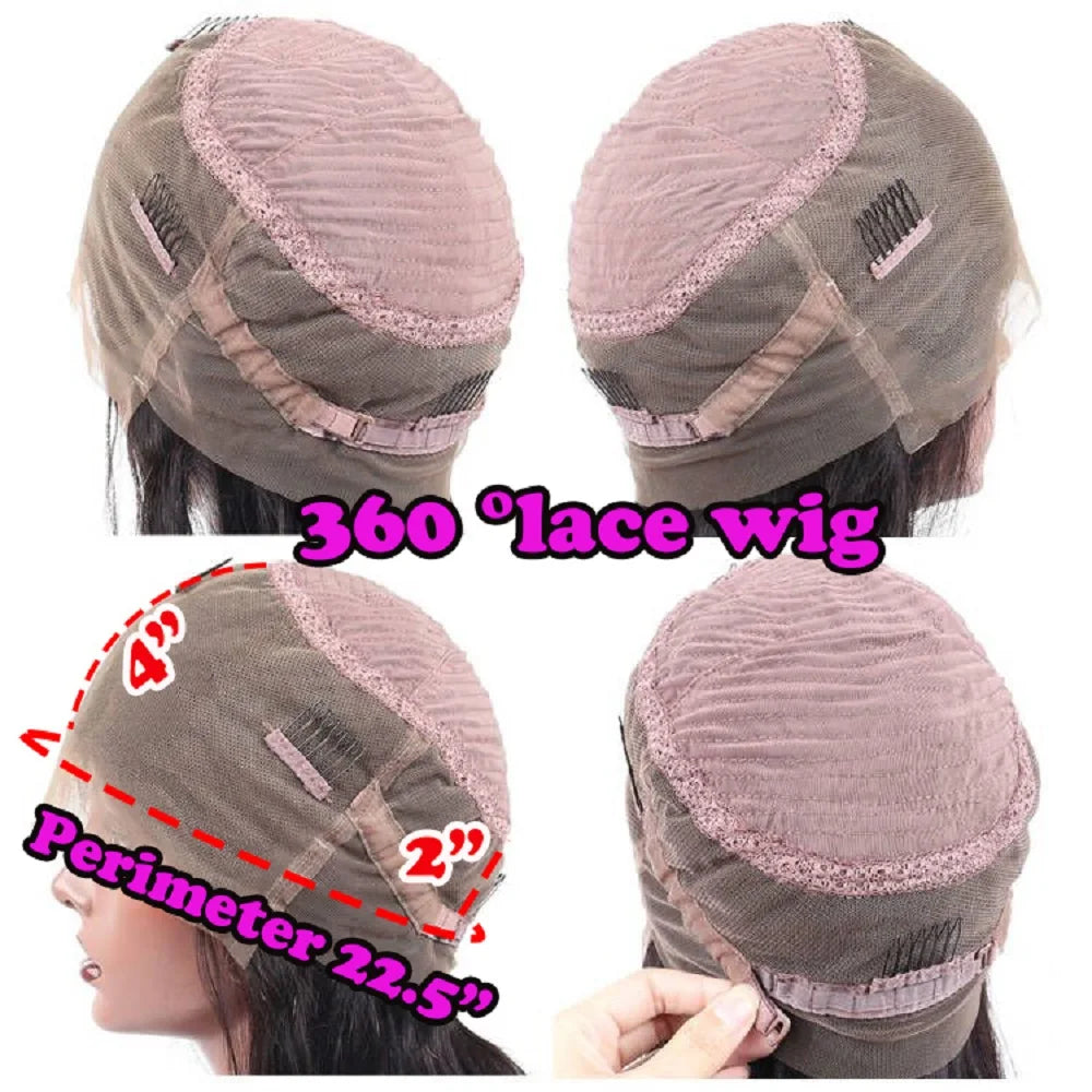 200% Density 13x6/360 Full Lace Wig Ombre Dark Brown Human Hair Straight 5x5 Silk Top Closure Wigs Remy Brazilian Bleached Knots