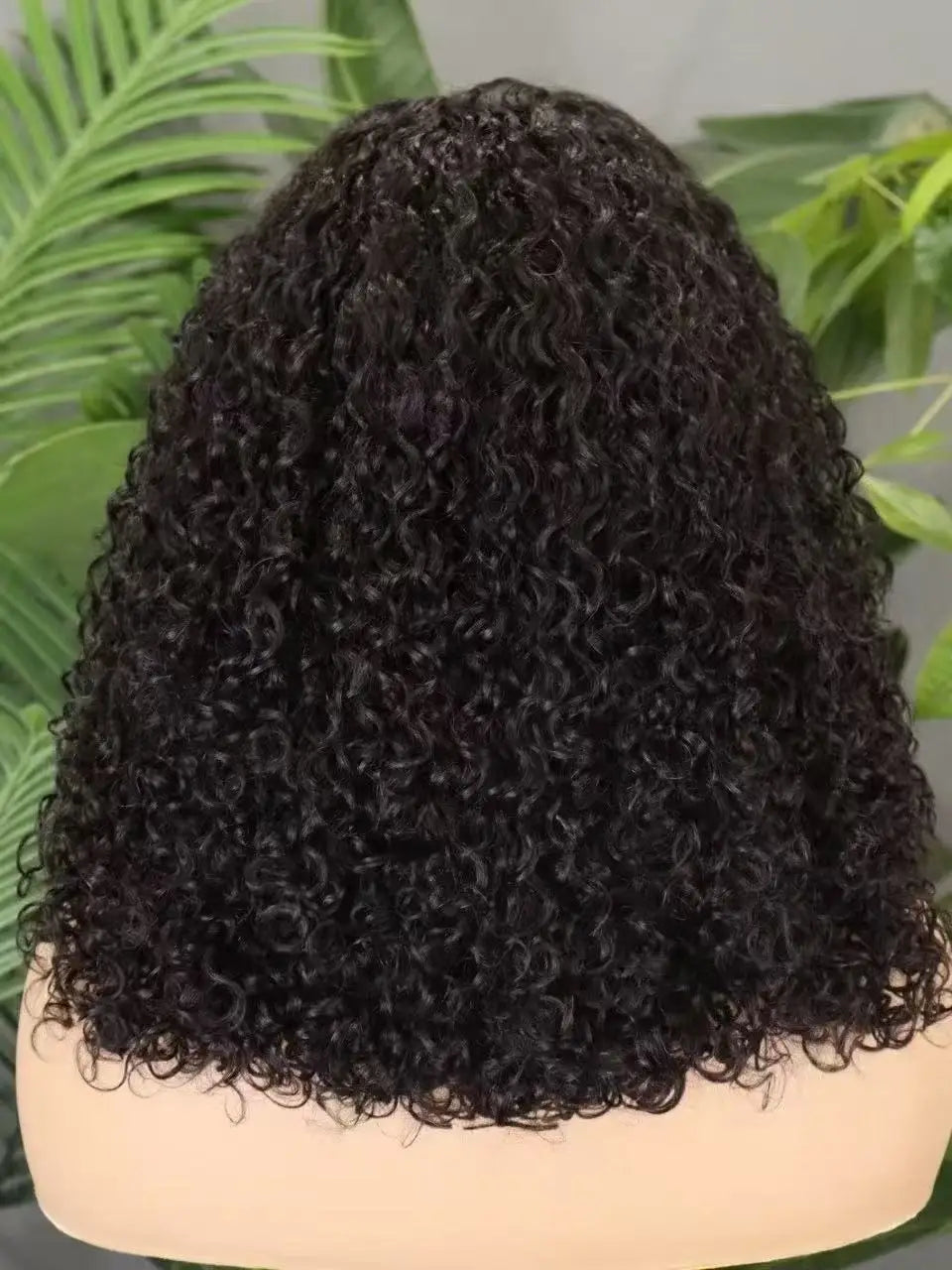 300% Density 4x4 C Part Gluess Pixie Curly Hair Wig with PrePlucked Baby Hair Lace Closure Bouncy Curly Human Hair Wig for Women