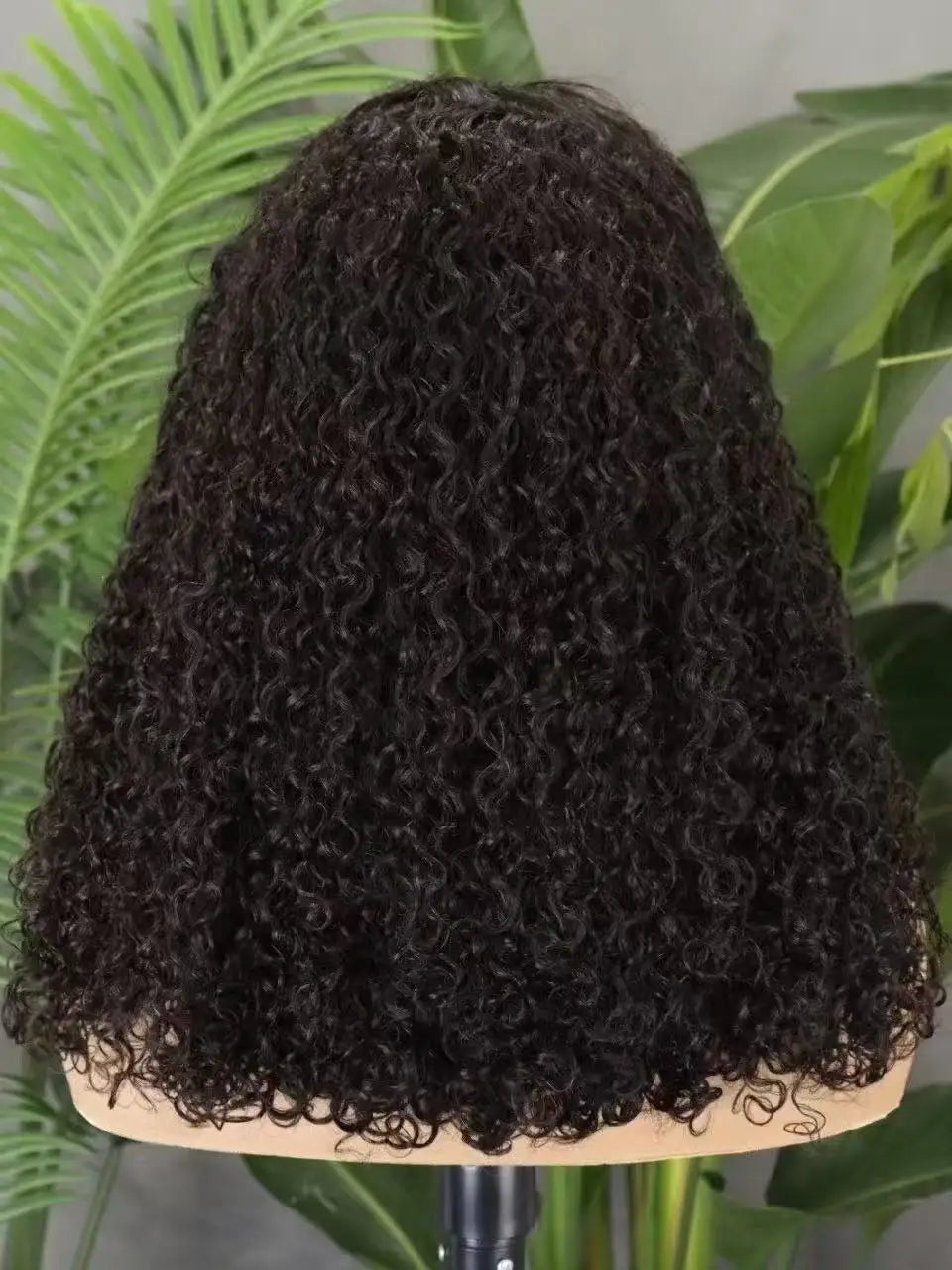 300% Density 4x4 C Part Gluess Pixie Curly Hair Wig with PrePlucked Baby Hair Lace Closure Bouncy Curly Human Hair Wig for Women