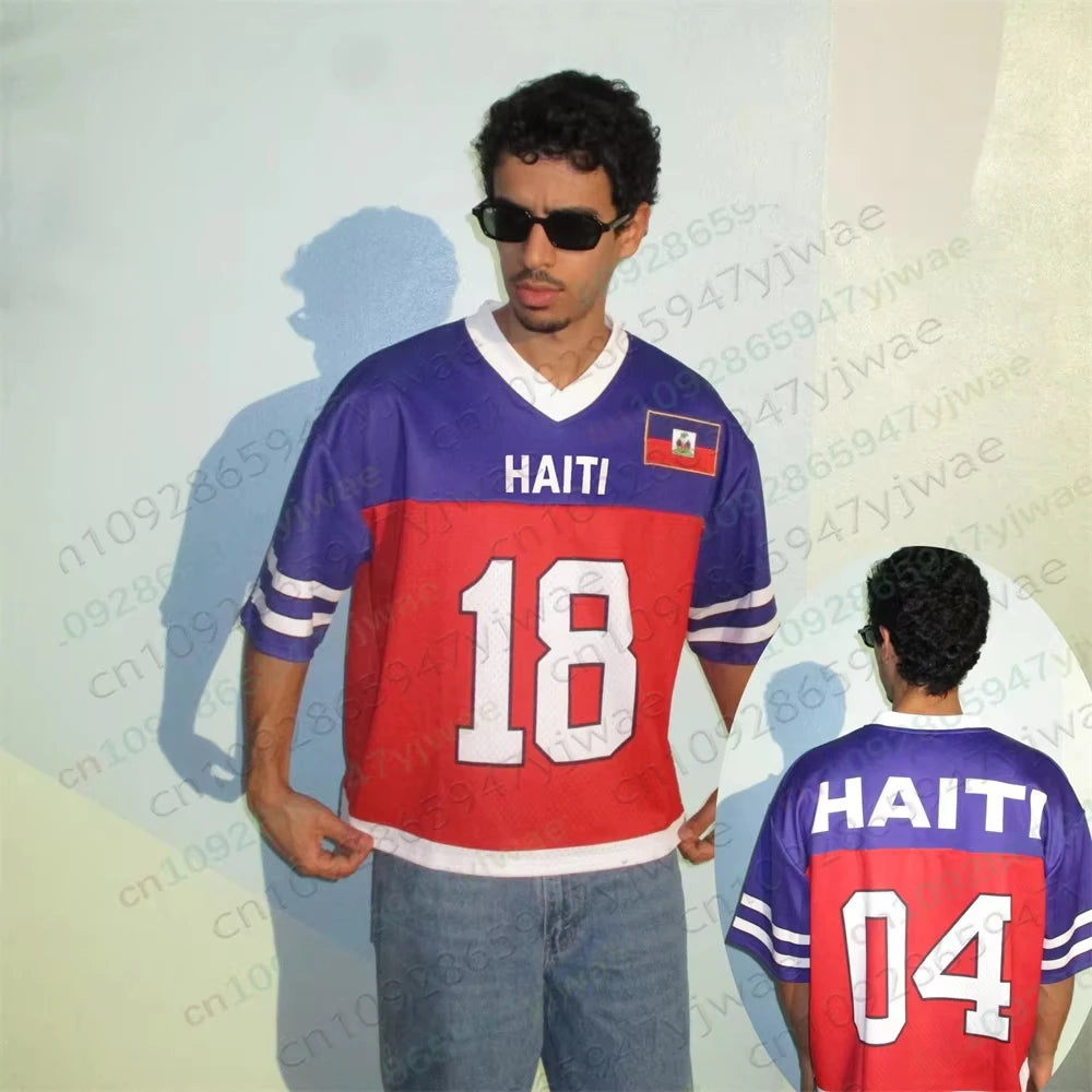 Haiti 1804 Oversized Football Jersey Fashion Street Wear Short Sleeve Vacation Queue Tee Y2k Top Summer Adult Kid'S T-Shirts